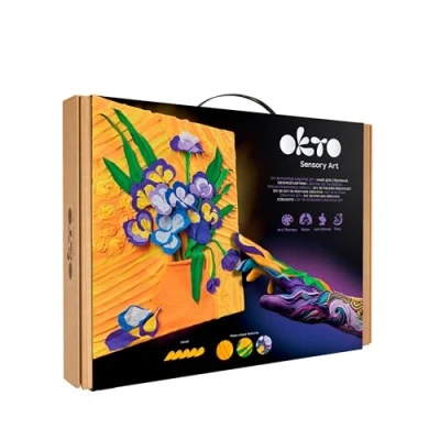 Image of Okto Irises Art Craft Kits for Adults UK Similar to Painting by Numbers Adults, Air Dry Clay Modelling Kit, Arts and Crafts Kit