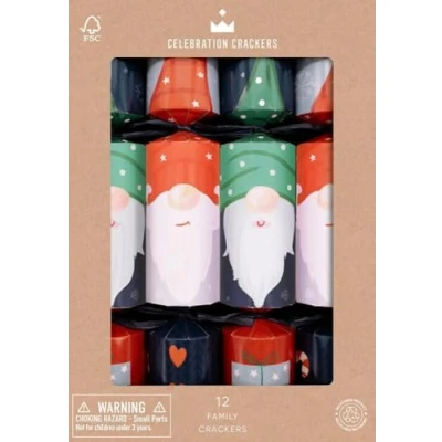 Image of Celebration Crackers Eco Friendly Family Cube Range Christmas Tray of 12 x Inch Luxury Deluxe Cracker FSC Mix Festive Gonk