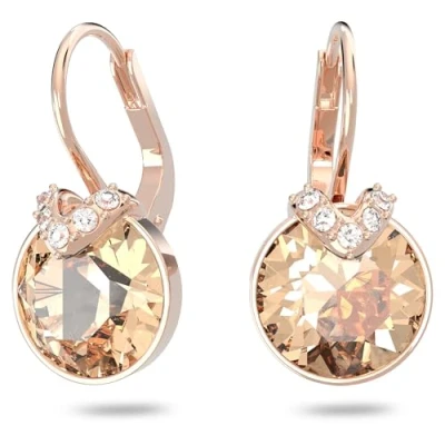 Image of Swarovski Bella Drop Pierced Earrings, with Pink Crystals, Rose Gold Tone Plated Setting and Clear Crystal Pavé, a Part of the Collection