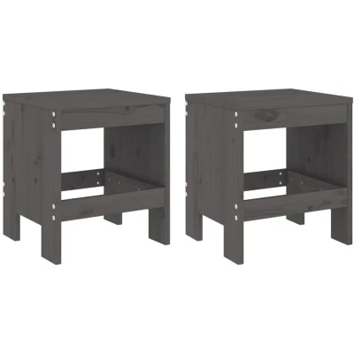 Image of vidaXL Garden Stools 2 pcs Grey 40x36x45 cm Solid Wood Pine