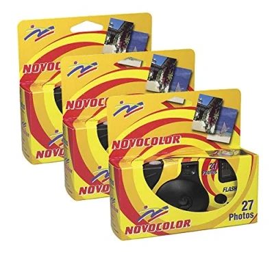Image of Novocolor Disposable Cameras with Flash (27 Exposures Flash) Pack of 3