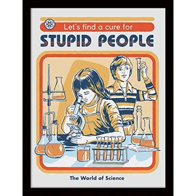 Image of iPosters Steven Rhodes Lets Find A Cure For Stupid People Framed Official Print Overall Size: 36 x 46 cm (14 18 inches) 30 40