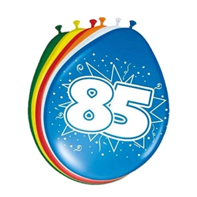 Image of Folat 08227 85th Birthday Balloons 30 cm 8 pieces, Multi Colors, 85