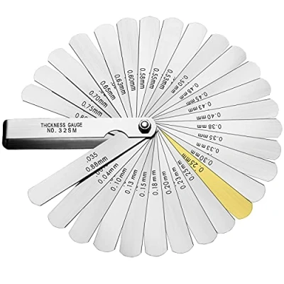 Image of Spurtar Universal Stainless Steel Feeler Gauges 32 Blades 0.04 0.88 mm (0.0015 0.035 Inch) Imperial/Metric for Measuring Gap Width Thickness Widely Used Guitar, Spark Plug, Piston Measure