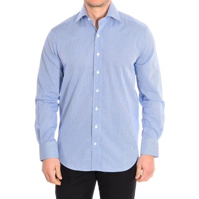 Image of Cafe Coton MICROVICHY4 Mens long sleeve shirt Blue Cotton Size EU 38