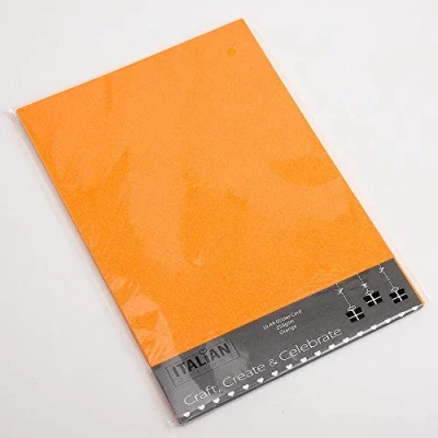 Image of Italian Options 250GSM Non Shed Glitter Card Craft Paper 10 Sheets, A4 Size, Orange