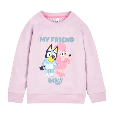 Image of Bluey Girls Jumper, Crew Neck Pink Sweatshirt for 4 5 Years