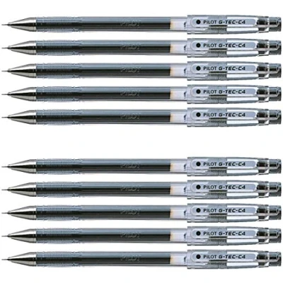 Image of Pilot G Tec C4 Gel Rollerball Pen 0.4 mm (Pack of 10, Black)