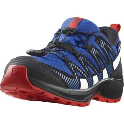 Image of Salomon XA PRO V8 CSWP Unisex Hiking shoes for kids, Size: 1, Lapis blue/black/fiery red Textile/synthetics
