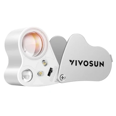 Image of VIVOSUN 30X 60X Illuminated Jewelers Loupe Foldable Magnifier with LED Light for Jewelry Gems Watches Coins Stamps Antiques