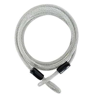 Image of Oxford LK191 Double Loop Vinyl Coated Multi Stranded Braided Steel Security Cable. 2.5m x 12mm, Silver, 12mm 2500mm