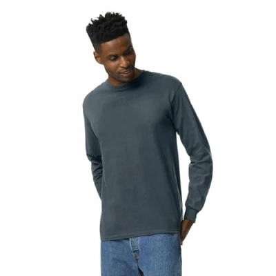 Image of Gildan Unisex&#039;s Ultra Cotton Long Sleeve T Shirt, Style G2400, Multipack, Dark Heather (2 Pack), M (Pack of 2)