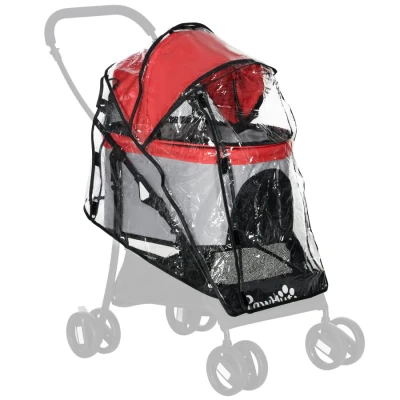 Image of PawHut Dog Pram Rain Cover, Cover for Stroller Buggy, with Front, Rear Entry