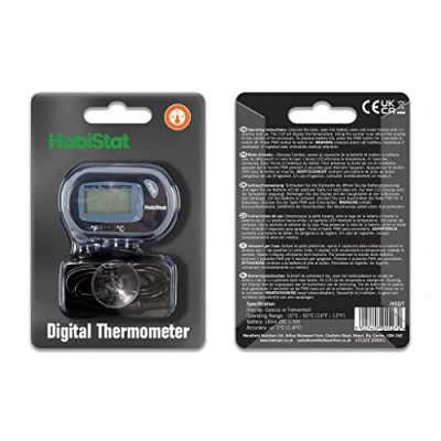 Image of Habistat Digital Thermometer Accurate Temperature Reading Easy To Attach Display In Celsius Or Fahrenheit Ranges 10 50C (14 122F) Suitable For All Enclosures