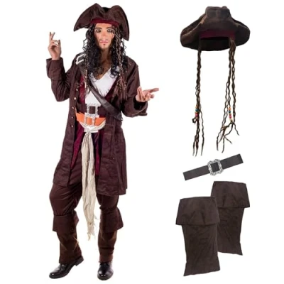 Image of Fun Shack Pirate Costume Adult Men, Costumes for Mens Mens, Fancy Dress Men Medium