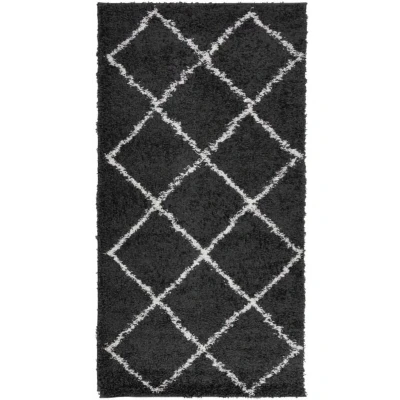 Image of vidaXL Shaggy Rug PAMPLONA High Pile Modern Black and Cream 80x150 cm