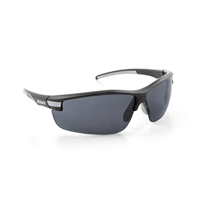 Image of Riley Sisini Sport Style Lightweight Safety Sunglasses Industrial Work and Eyewear with a Soft PVC Nose Bridge (Black, Polarised Lens)