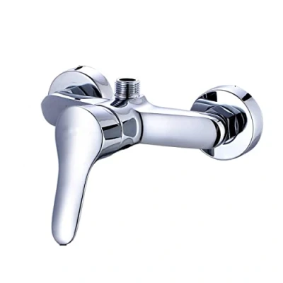 Image of Modern Wall Mounted Brass Shower Mixer Tap Bathroom Cold and Hot Water Faucet Single Lever, Chrome