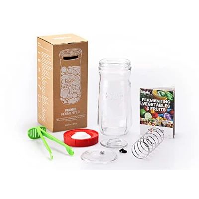 Image of Kefirko Vegetables Fermenter (1.4L) Ferment Fruits, Veggies, Make Kimchi, Sauerkraut &amp; More BPA Free Materials (Red)