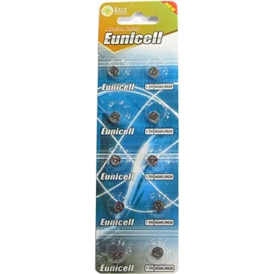 Image of 10 Eunicell AG4 / LR66 177/377 LR626 Button Cell Battery Long Shelf Life 0% Mercury (Expire Date Marked)