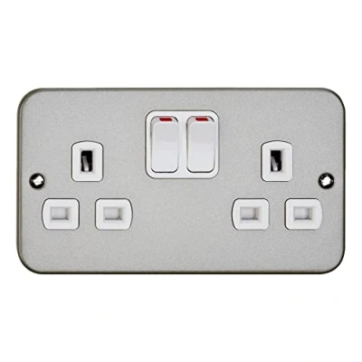 Image of Deta M1209DP Metalclad Switch Socket with Surface Box 13 Amp 2 Gang DP