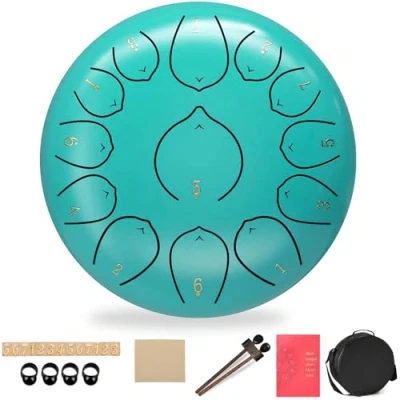 Image of Steel Tongue Drum 12 Inch 13 Notes C Key Percussion Instrument, Musical Instruments for Adult Beginner, Handpan with Drumsticks Meditation, Yoga, Education, Mind Healing