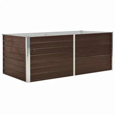 Image of vidaXL Raised Garden Bed 160x80x45 cm Galvanised Steel Brown