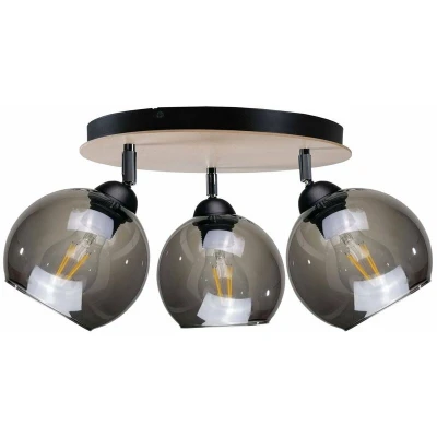 Image of Wood Ceiling Spotlight Clusters Black, 30cm, 3x E27
