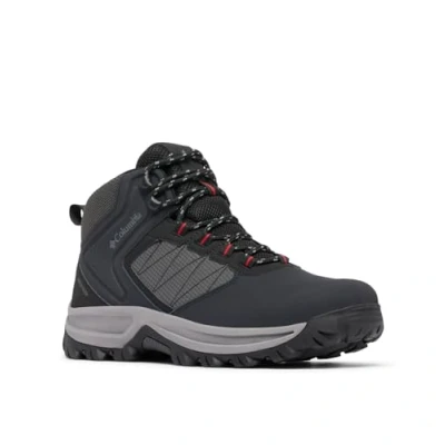 Image of Columbia Men&#039;s Transverse Hike Waterproof, Waterproof Mid Rise Trekking and Hiking Boots, Black/Mountain Red, 8.5