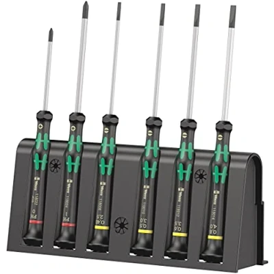 Image of Wera 2035/6 B Kraftform Micro Screwdriver Set, for electronic applications, PH/SL, 6 Piece, 05118152001, Silver