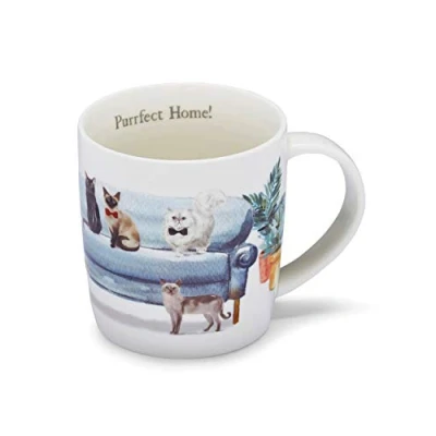 Image of Cooksmart British Designed Barrel Coffee Mug Ceramic Mugs For Home or Work Large Hot Drinks Tea And Cups Purfect