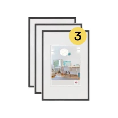 Image of walther Design Picture Frame Black 18 x 24 cm 3 Pack, New Lifestyle Plastic KV824B3