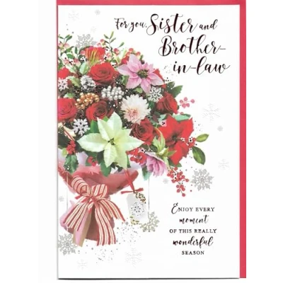 Image of Christmas Card For Sister and Brother in Law 23 x 15 Cm (9 6 inches) You Flowers