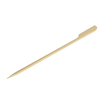 Image of Fiesta Compostable Biodegradable Bamboo Paddle Skewers for Kebabs Barbecue Burgers Buffets 150mm / 6 inch Pack of 100 DK394