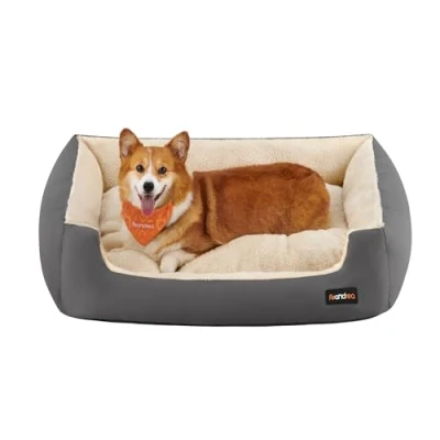 Image of Feandrea Dog Bed Large Washable, Soft Cosy Grey Sofa Puppy for Medium Dogs, Removable Reversible Cushion Beds Pet Bed, 85 x 65 21 cm, Dark PGW004G01