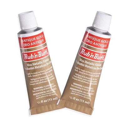 Image of AMACO Rub n Buff Wax Metallic Finish 2 Antique Gold 15ml Tubes Versatile Gilding for Finishing Furniture Antiquing and Restoration Colors Set of Two