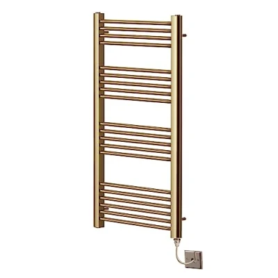 Image of Greened House Electric Brushed Brass Straight Heated Towel Rail 500mm Wide x 1200mm High Flat Radiator