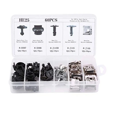 Image of Aramox Undertray Cover Trim,60pcs 5 Types Car Engine Bottom Shield Fixing Clip