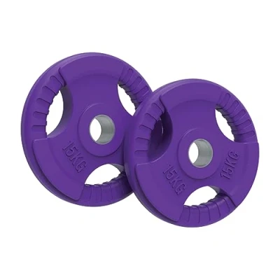 Image of Body Revolution Olympic Weight Plates, 1.25kg 25kg, Rubber Tri Grip Barbell Weights, Powerlifting &amp; Bodybuilding Home Gym Equipment for Strength Training (15kg, Pair)