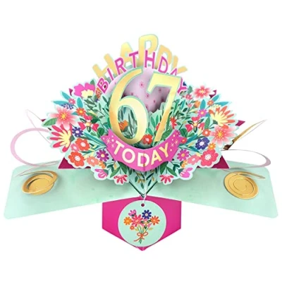 Image of Happy 67th Birthday 67 Today Pop Up Greeting Card Love Kate&#039;s Cards Her POP215MC67