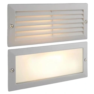 Image of Betta Lighting Modern Outdoor Brick Lights 40W E27 Recessed Guide Light Dimmable Wall for Step IP44 Garden Pathway Grey Aluminium and Frosted Glass with Grill
