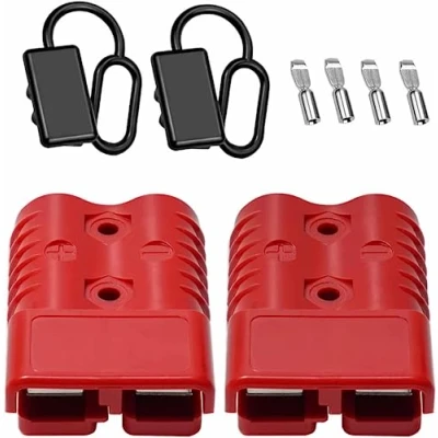 Image of Bohaner Anderson Connector 2Pcs 175A 600V Battery Quick Disconnect with Hard Rubber Boot Caps Modular Power Connectors Plug Kit (Red + Caps)