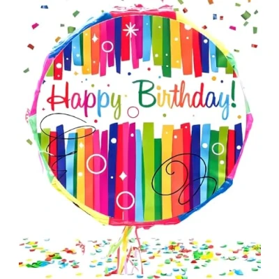Image of Happy Birthday Pinata Colourful Childrens Party Pull String Piñata for Kids Parties