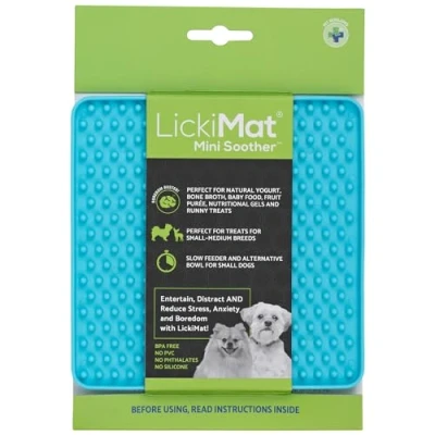 Image of LickiMat Mini Classic Shooter Dog Food Mat, Slow Feeder for Boredom &amp; Anxiety Relief Dogs, Perfect Food, Treats, Yoghurt Peanut Butter, Fun Alternative to a Feeding Bowl, Turquoise