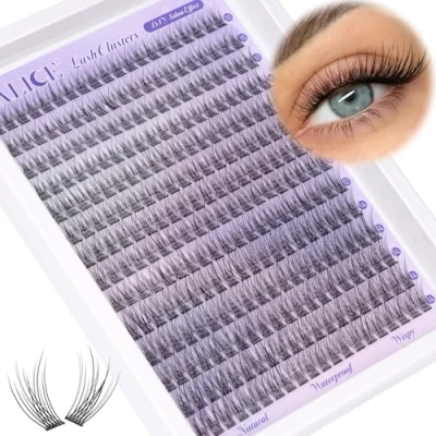 Image of Natural Lash Clusters Wispy Extensions Short 10 14mm DIY Cluster Eyelash Extension C Curl 280pcs Soft Thin Band Individual Lashes by ALICE