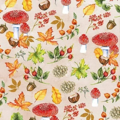 Image of 20 Napkins &quot;Alles vom Autumn Mushrooms Leaves N?sse Fruit Table Decoration 33 x cm
