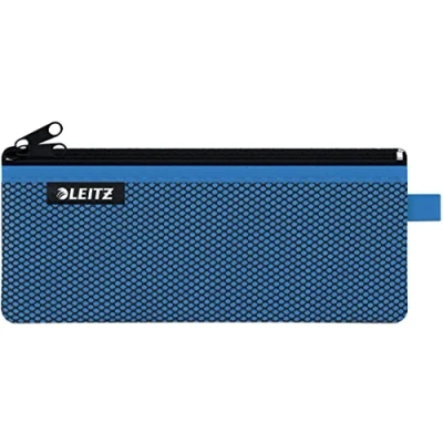 Image of Leitz Wow 2 Pocket Pencil Case, Nylon Zip, Medium (21x8.5cm) Blue, 40120036