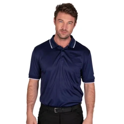 Image of Island GREEN Mens IGTS1899 Back Yoke Detail Polo Shirt Sky Azure S