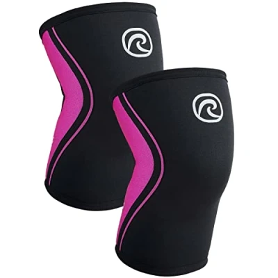 Image of Rehband Knee Sleeve 3mm Neoprene, Lightweight Brace for Endurance and Ball Sports, Unisex Compression Starter Sleeves, Breathable Running Support, Colour:Pink 1 Pair, Size:X Large