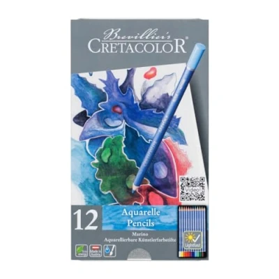 Image of Cretacolor Marino Watercolour Pencil, 12 Assorted Colours, Metal Case